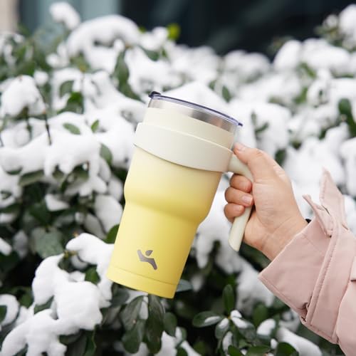 Image of Konokyo 40 oz Tumbler with Handle and Straw, Insulated Travel Mug