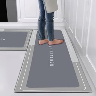 Hoimlm Kitchen Rug Set 2 Piece Non Slip and Anti Fatigue Kitchen Mat, Washable Mats and Rugs for kitchen,Hallway Runner Set, Dining Room, Entryway and Home Decoration Office