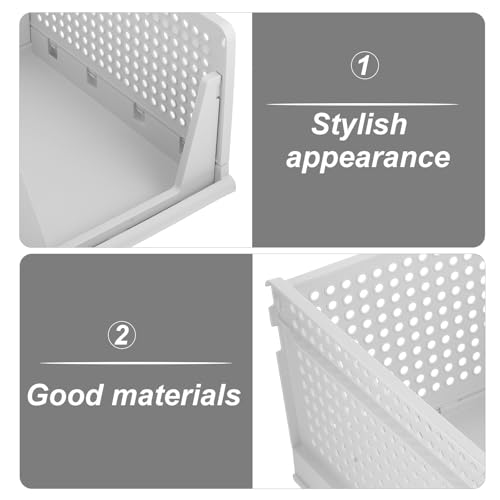 Panier de rangement tiroir empilable en ABS blanc pour placard et dressing