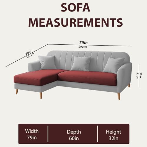 Image of Atticus LHS 4 Seater L Shape Sofa Set with Ottoman for Living Room (Maroon Grey Fabric) Premium Fabric Sofa Set