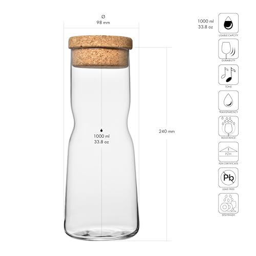 Image of Krosno Water Carafe with Cork Stopper, 33.8 oz, Splendour Collection