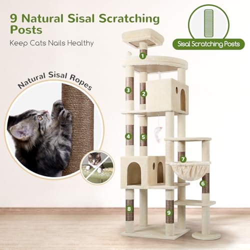 Image of Globlazer Giant Cat Tree for Indoor Large Cats, 83in, F83, Beige