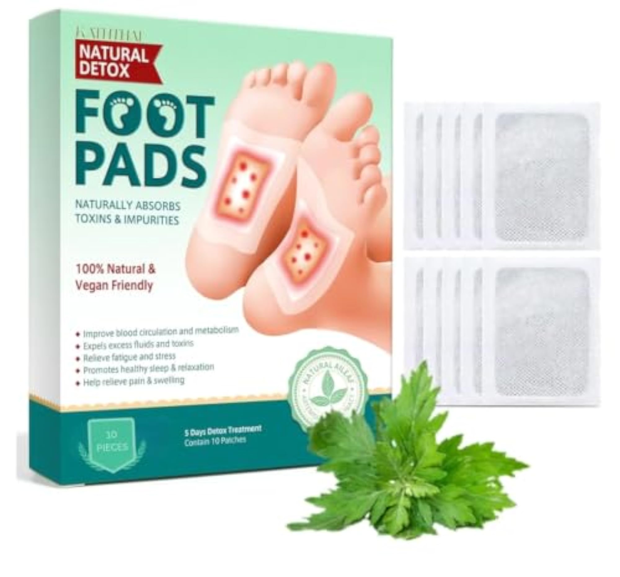 KATHTHAI Natural Detox Foot Pads with Bamboo Vinegar