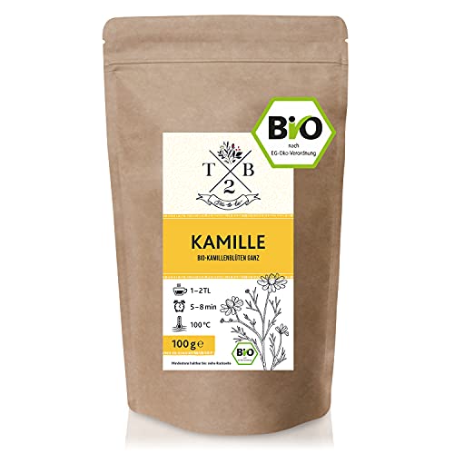 BIO Kamillentee lose aus ganzen Kamillenblüten getrocknet - Kamille für Tee & Dampfbad, 100g für ca. 35 Tassen | Tea2Be Cover