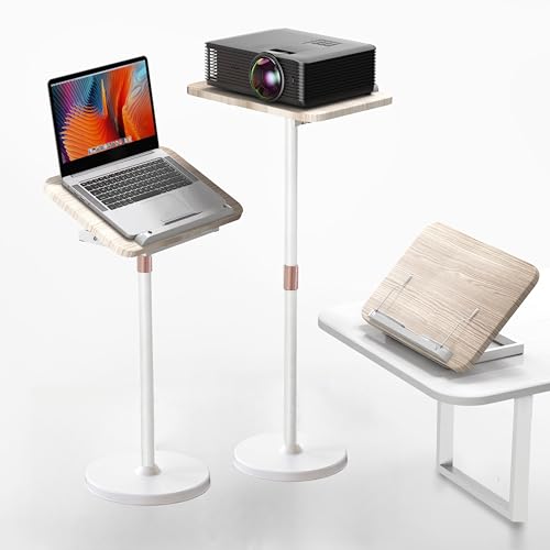 Image of NAMON 2-in-1 Laptop Floor Stand & Desktop, Adjustable Height from 16.5" to 51", Perfect for Home, Office (White)