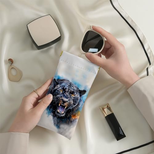 Image of 2 PCS Glasses Eyeglass Sunglasses Case Pouch Soft PU Leather Cute Aesthetic with Cleaning Cloth for Boys Men Man