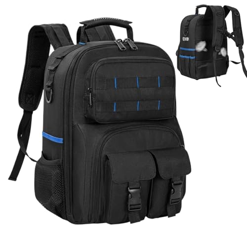Mochila portaherramientas - Mochila para herramientas para electricistas pesados | Bolsa para técnicos con múltiples bolsillos para técnicos, trabajadores de la construcción, electricistas, fontaneros