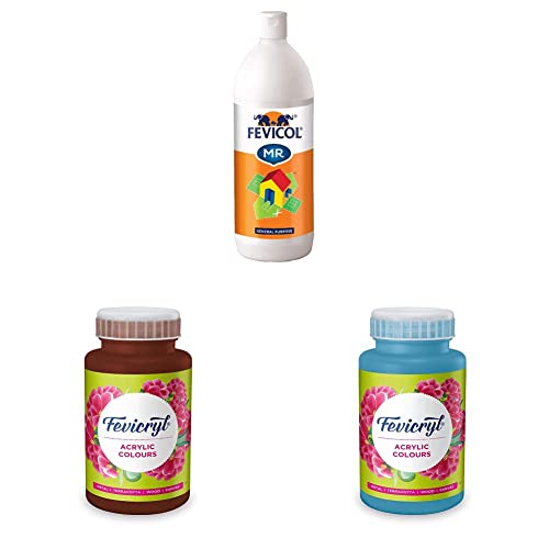 Image of Fevicol MR 1 kg & Fevicryl Arylic colors 500ml combo of Sky Blue, Dark Brown | Art & Craft, DIY Paint, Rich Pigment, Non-Craking Paint| Suitable for Kids & Artists | For Bold & Vibrant Creativity