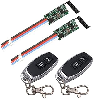 DieseRC 2 Receiver Modules with 2 Transmitters Wireless Remote Control Switch DC 3.6V 5V 12V 24V 30V 2A 1 Channel 433Mhz Radio Control remote switch Small Mini Size Controller