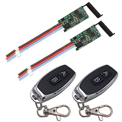 DieseRC 2 Empfänger Module mit 2 Sendern Drahtloser Fernbedienung Schalter DC 3,6V 5V 12V 24V 30V 2A 1 Kanal Funkfernschalter Kleiner Mini-Controller