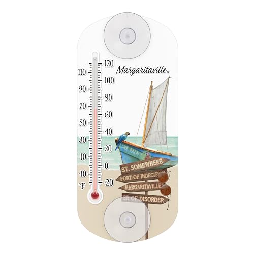 La Crosse 204-1081MV2 8-inch Analog Capillary Window Thermometer with Parrot
