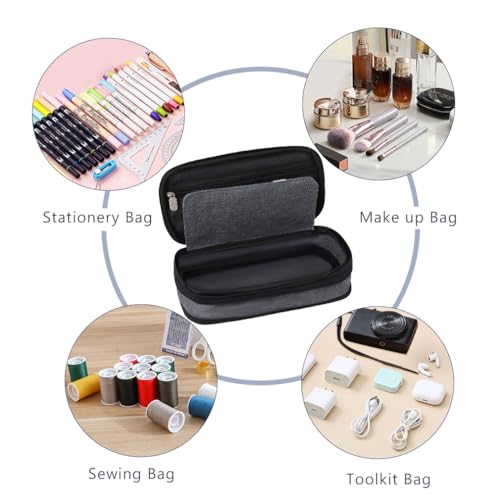 Image of iSuperb Foldable Pencil Case Zipper Big Capacity Aesthetic Canvas Pencil Pouch Compartments Stationery Organizers Pen Bag for Kids Girls Boys Teen Child Student School Supplies Makeup Bags