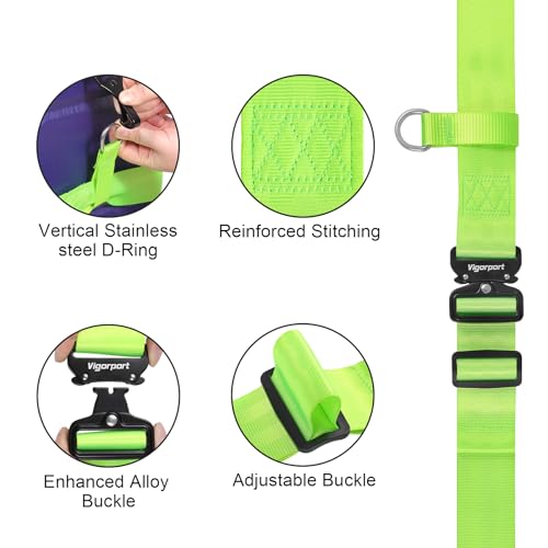 Image of Vigorport Travel Belt, Luggage Strap to Convert Carry-on Luggage into Airport Stroller Carrier, Metal Buckle (Green, 76 Inch/Metal Buckle)