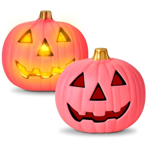Retisee 2 Pack Plastic Jack O Lantern Pumpkins...