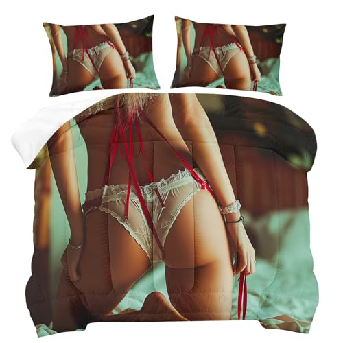 Sexy Woman Comforter Set Queen Size, 3 Piece Soft Fluffy