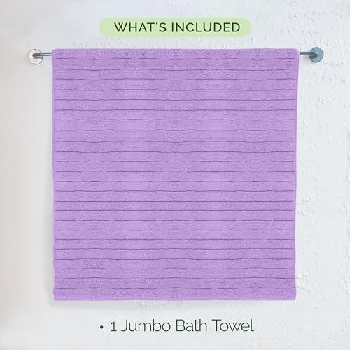 Image of Elegant Comfort 100% Turkish Cotton Corduroy Ribbed Luxury Jumbo Bath Towel Ultra Soft - 35 x 70 Inch - Luxury Spa Premium Hotel Quality Highly Absorbent and Quick Dry Large Bath Towel, Lilac