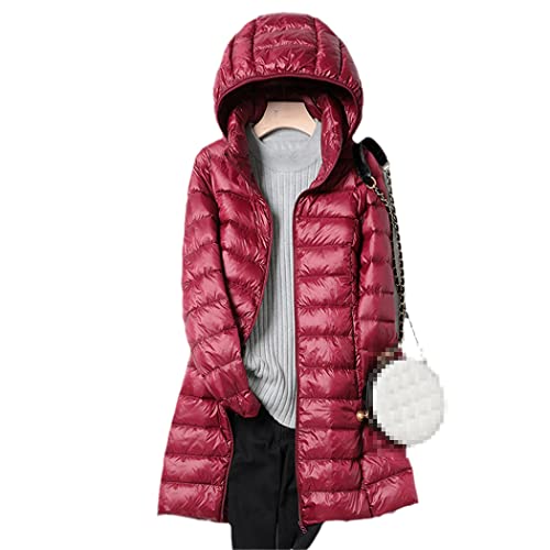 Parka d'hiver pour femme longue veste légère décontractée bordeaux