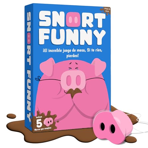 Lucky Egg Snort Funny - Juego De Mesa - Si Te Ríes, Pierdes - con 150 Cartas De Retos - 5 Hocicos De Cerdo Y Fichas De Barro - Juegos Divertidos para Niños Y Adultos - De 4 A 8 Jugadores - 8 Años