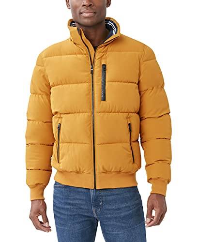 Nautica Men's Puffer Jacket With Removable Hood, Water And Wind Resistant, Citrus, Large #TOP6
