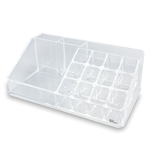 Fanmin Lipstick and Brush Organizer. 9 Lipstick Compartment + 4 Large Compartment. 8 3/4" w X 5" d X 3 1/8" h