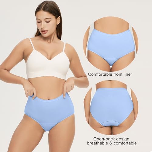 Image of Battewa Quick Dry Incontinence Underwear for Women High Waisted Leak Proof Panties Washable Postpartum Bladder Control Cotton Briefs (Multicolor, Medium, 5 pack)