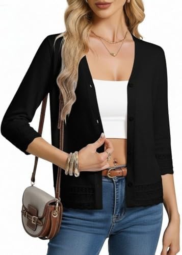 GRACE KARIN Cardigan for Women 3/4 Sleeve Button Down Cardigan Sw...