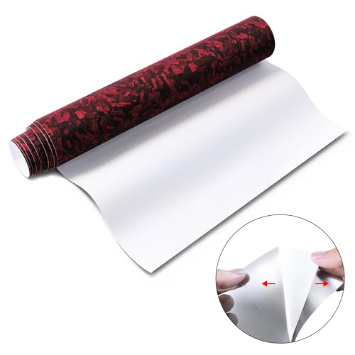 Image of Lypumso Forged Carbon Fiber Vinyl Wrap, Matte Red Vinyl Film Roll with Bubble Free Air Release Technology, Premium Self Adhesive Automotive DIY Sticker for Car Interior Exterior (1ft x 10ft)