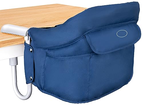 Image of Portable Hook On High Chair, Fast Table Chair, Baby High Chair, Travel High Chairs for Babies, Clip on Most Tables for Restaurants, Home and Travel (Navy)