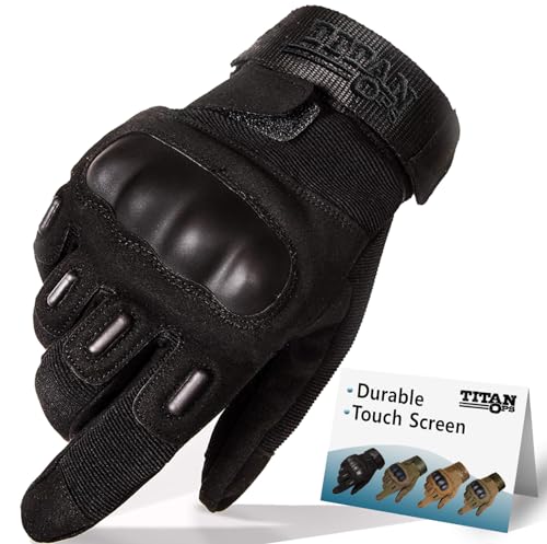 TitanOPS Tactical Gloves for Men - Full Finger Airsoft Gloves with Touch Screen Sensitive Knuckles - Sharp Resistant Microfiber Leather Nylon - Suitable for Hunting, Cycling, and Outdoor