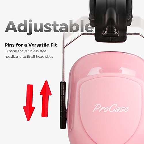 Image of ProCase Noise Reduction Ear Muffs, Sound Proof Ear Protection, NRR 28dB Noise Cancelling Headphones for Adults Kids Autism, Hearing Protection for Shooting Gun Range Mowing -Pink