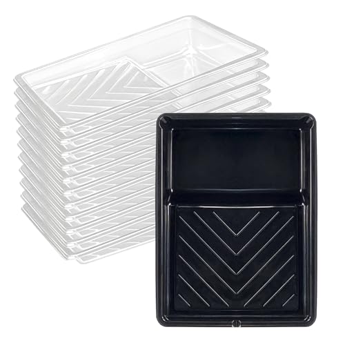 Great Andrew 12 Pack Paint Tray Liners 7 Inch, 1 PC Sturdy Plastic Tray with 11 PCS Disposable Paint Tray Liners, Paint Roller Trays, Paint Pan Liners for DIY Painting Projects, Walls, Furniture