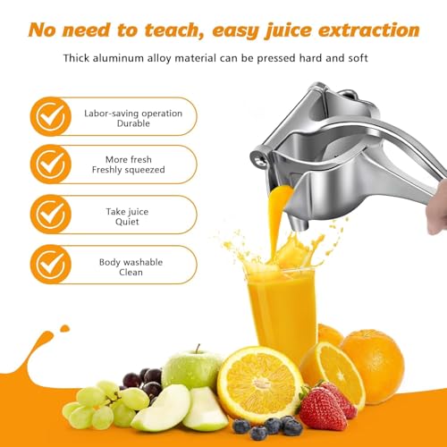 Image of Aluminium Manual Fruit Juicer Orange Heavy Duty Juicer Hand Press Metal Lime Juicer Hand Instant, Steel Handle Simple Fruit Juicer Press Squeezer Citrus Collectible Figure