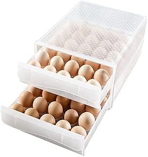 La Llareta Eggs Storage Box, 60 Cells/2 Layer Egg Fresh Box, Egg Holder Storage Fridge, Stackable, Drawer Type, for Kitchen, Picnic, Restaurant