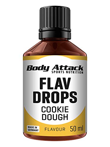 Body Attack Flav Drops®, 2 x 50 ml, Cookie Dough, Aromatropfen für Lebensmittel, zuckerfreie Flavour Drops ohne Kalorien, vegan & Qualität Made in Germany