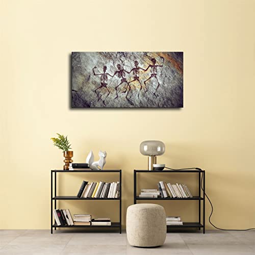 Cave Skeleton Prehistoric Primitive Caveman Paleolithic Cave History Poster Home Decor Canvas Painting Hd Picture Bedroom Living Room Decor Wall Art Frameless And Framed Hanging (24X46Inch-Framed) #TOP3