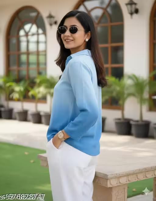 Image of Women's Korean Style 3 /4 Sleeve Oversized Button Down|| Workwear Top Shirt for Office & Casual Wear Women Shirt || Shirt for Woman || Top for Women (L-98-101)