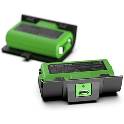 PowerA Play & Charge Kit for Xbox Series X|S and One Wireless Controllers, Compatible with Xbox Charger Dock, 2 x Rechargeable Batteries with LED Indicators, 4 x Battery Doors - Black & Green