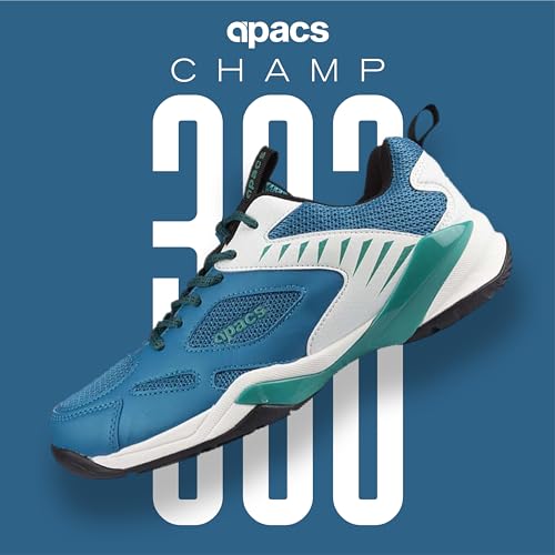 Image of Apacs Champ 303 (CP-303-XY) Non-Marking Professional Badminton Shoes | Ideal for Indoor Games (Badminton, Tennis, Volleyball, Squash) Durable | Super Stable | Hi-Comfy Badminton Shoe Blue (UK 9)