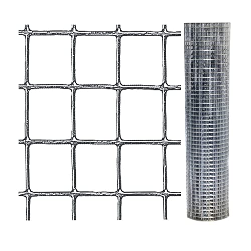 0.61M X 15M Galvanised Wire Mesh, Welded Steel Mesh Panels, Hot Dip Galvanised Wire Netting Fence Mesh, for Chicken Coops, Rabbit Runs, Garden Fencing - 2.5x2.5cm
