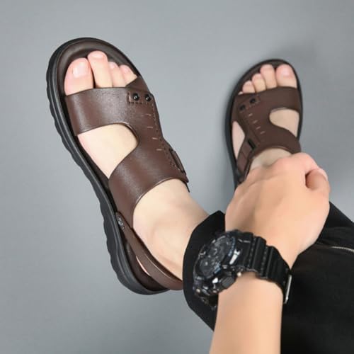 Chaussons d'été en cuir hommes sandales de plage bout ouvert décontractés - 3