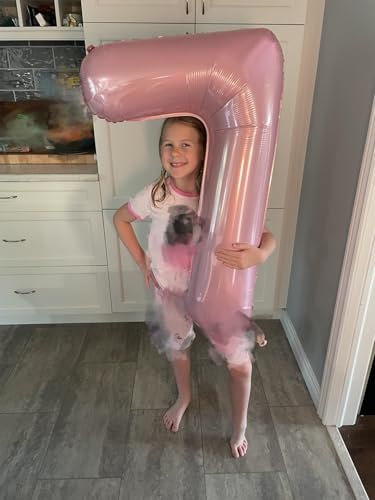Image of Number Balloons 17 Balloon Pink for 17 Birthday Party Decoration, 40 inch | Saturated Color, Large 40 in, With Straw & Hanging Hole, For Back-to-School Season, Wedding, Christmas, New Year, Anniversary