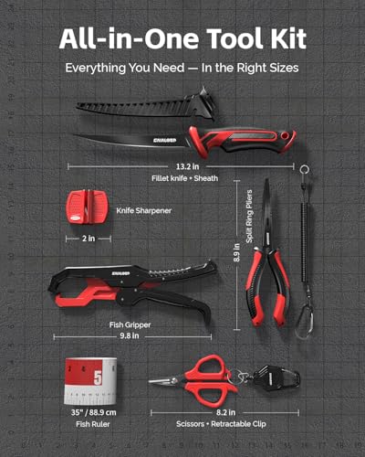Gaialoop Fishing Tool Kit, 7-Piece Fillet Knife, Pliers, Scissors & Gripper - image 8