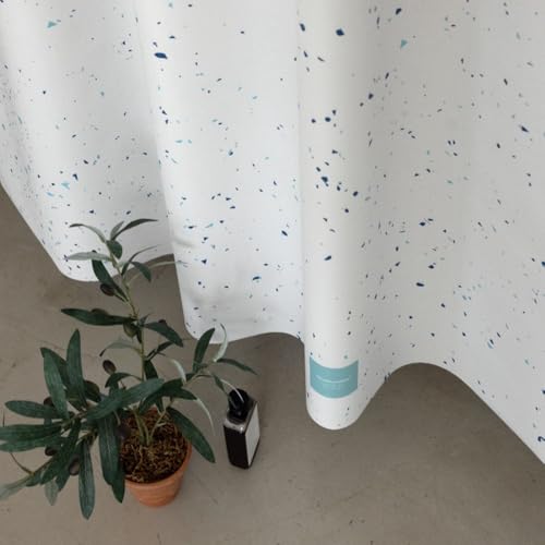 onesevennine Quick-Dry Lightweight Shower Curtain – Made in Korea, Designed for Daily Showers | Splatter-Blue | 71” W x 82” L