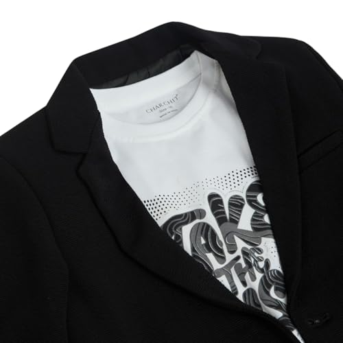 Image of CHARCHIT Boys Regular Fit Plain Blazer and T-Shirt
