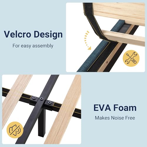 Image of Allewie Twin Size Platform Bed Frame with Fabric Upholstered Headboard