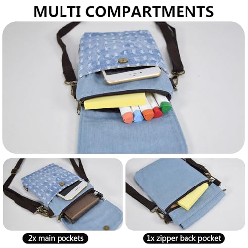 WITERY Small Canvas Cell Phone Purse Wallet- Handmade Cute Cross Body Phone Purse with Adjustable Shoulder Strap4