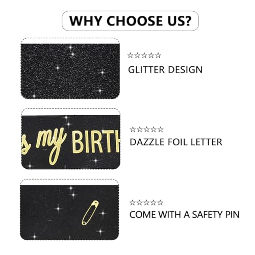 Image of Vuzvuv It's My Birthday Birthday Sash, Glitter Birthday Sash with Foil Letters Birthday Party Decor for Women, Girls