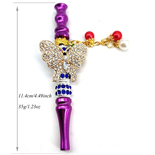 Hookah Set With Everything Colorful Rhinestone Beaded Cigarette Holder Alloy Hookah Mouth Diamond Arabic Shisha Filter Hookah Accessories Tips ,Purple #TOP5