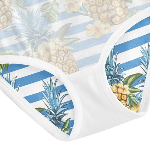 ZZKKO Summer Pineapple Blue Stripe Girls Underwear Toddler Panties for Girls Comfort Brief Size 2-8T4