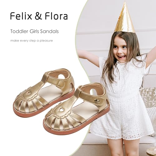 Image of Felix & Flora Toddler Girls Sandals Flower Girl Shoes Soft Rubber Princess Flat Shoes